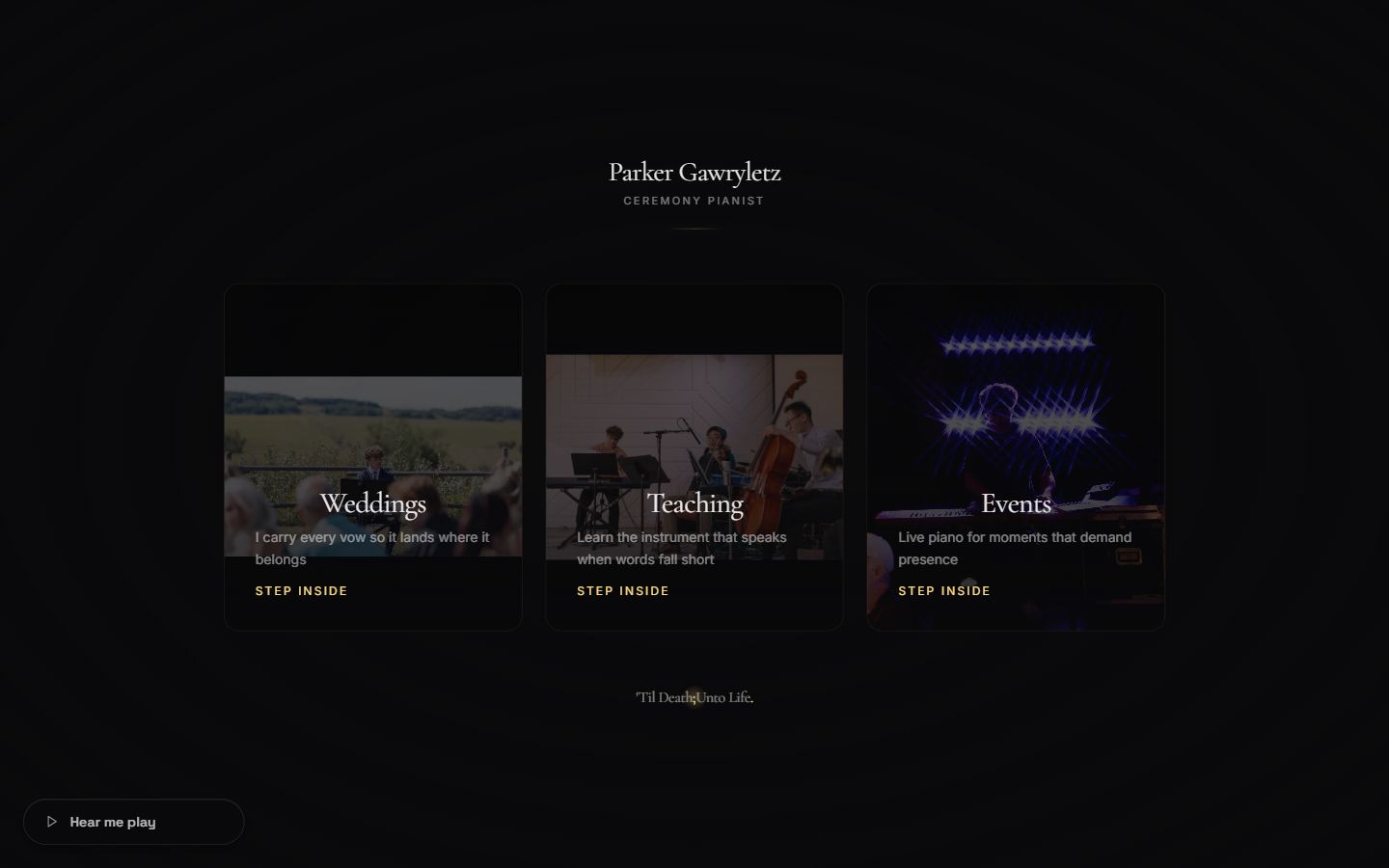 Gawryletz Music website by VeePo — wedding ceremony pianist web design, Cochrane and Calgary