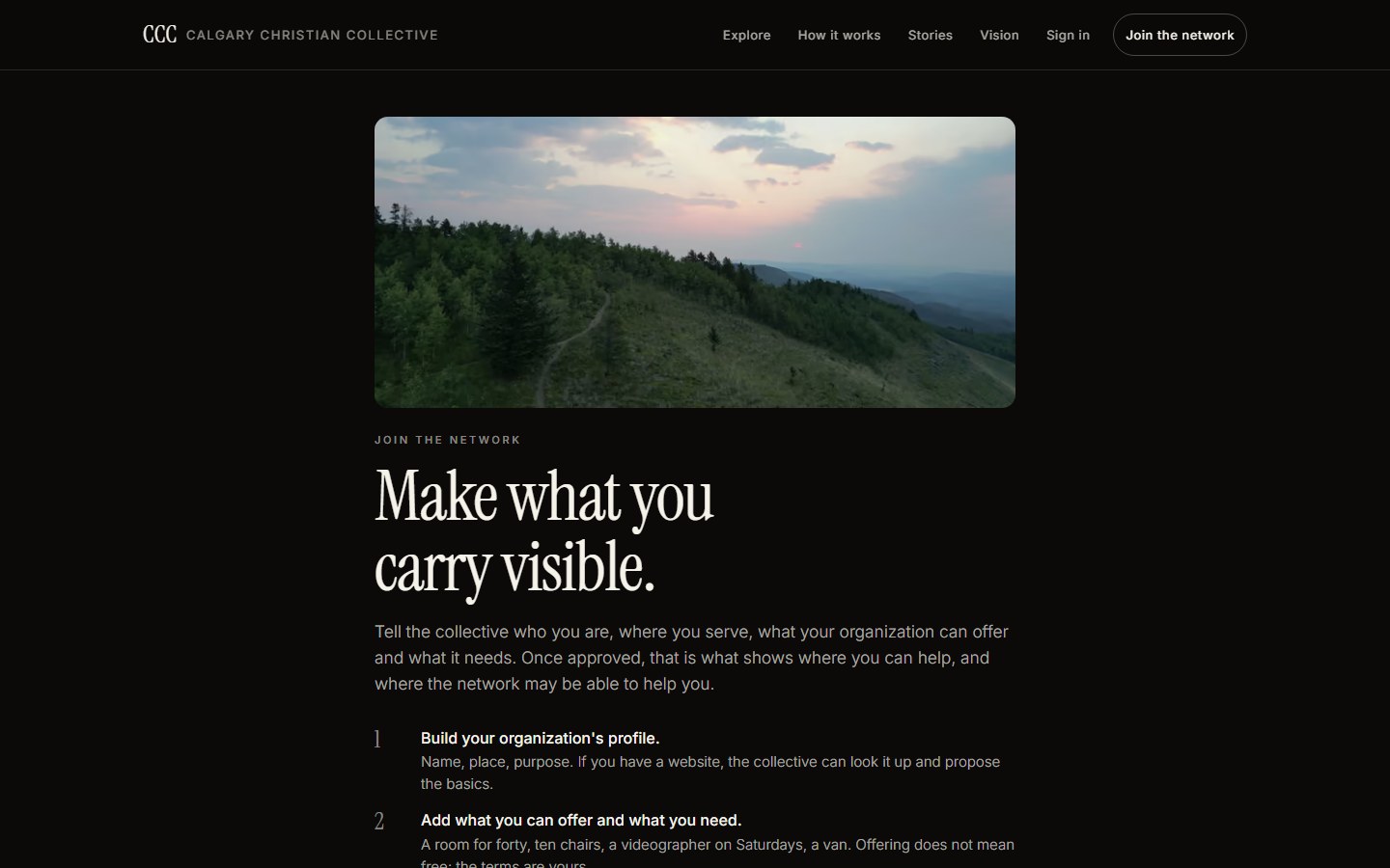Calgary Christian Collective — join: the eight-chapter profile (/join)