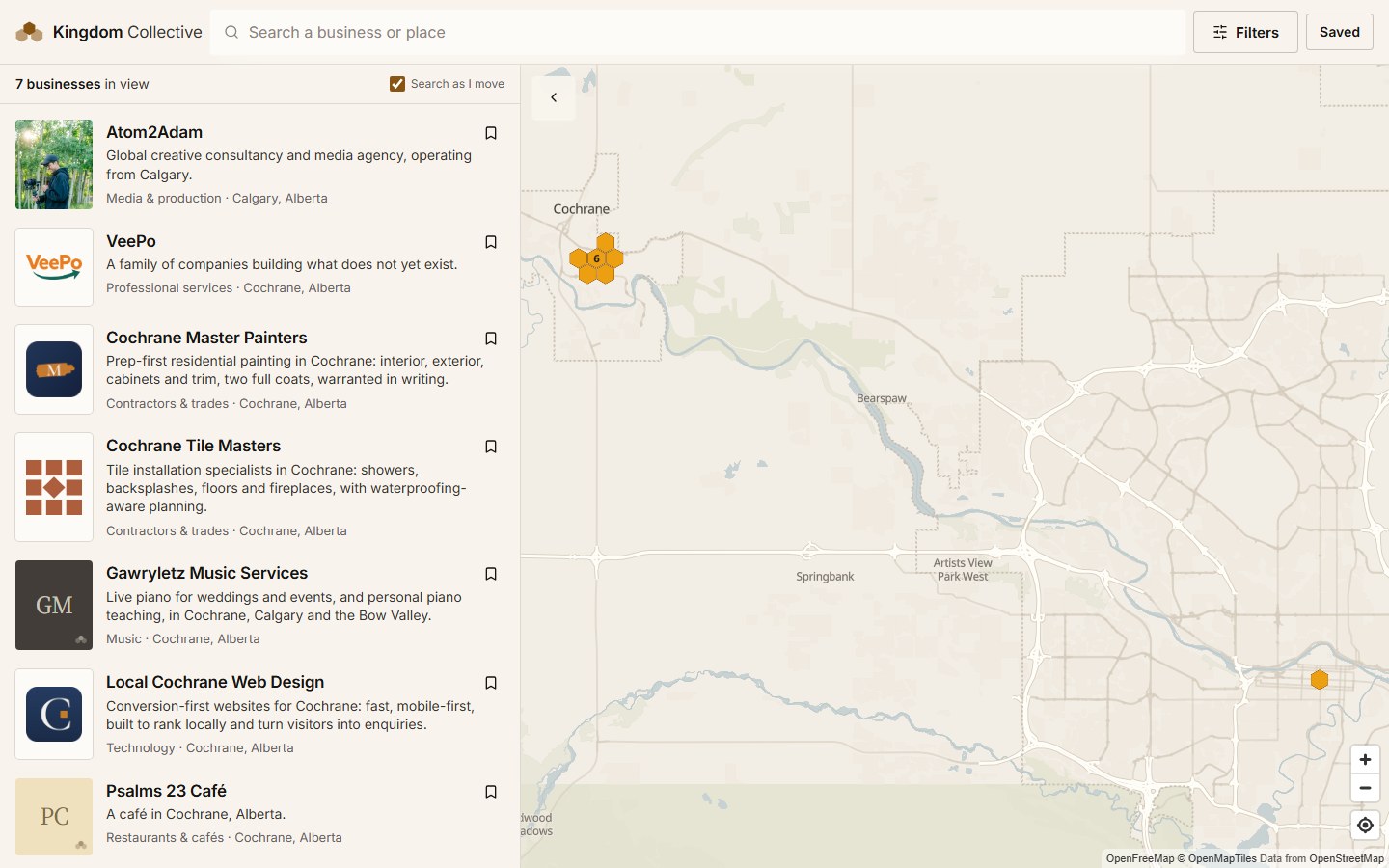 Kingdom Collective — explore: the map and the first eight businesses (/explore)