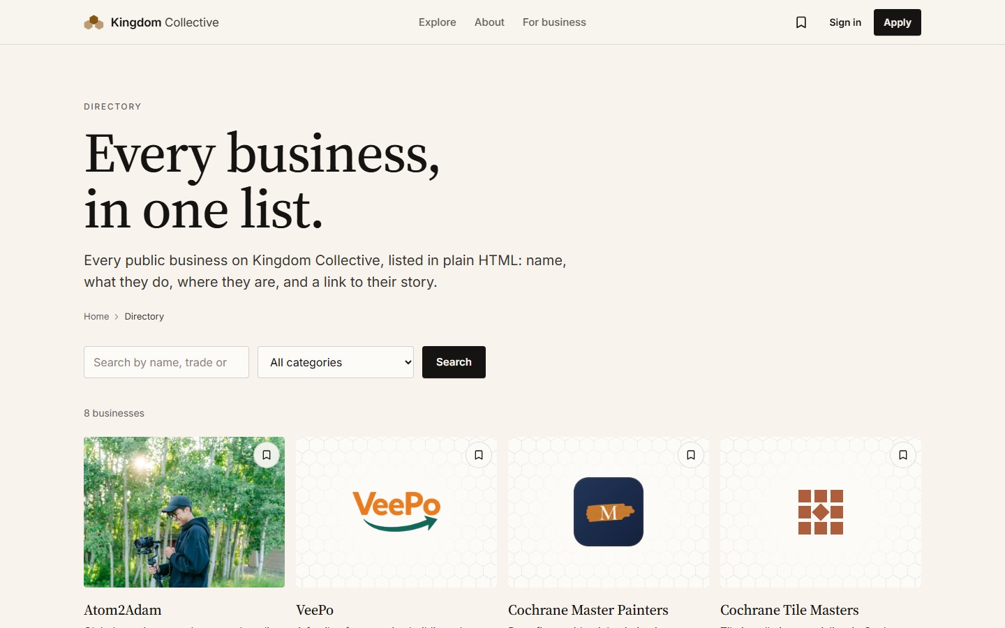 Kingdom Collective — directory (/businesses)