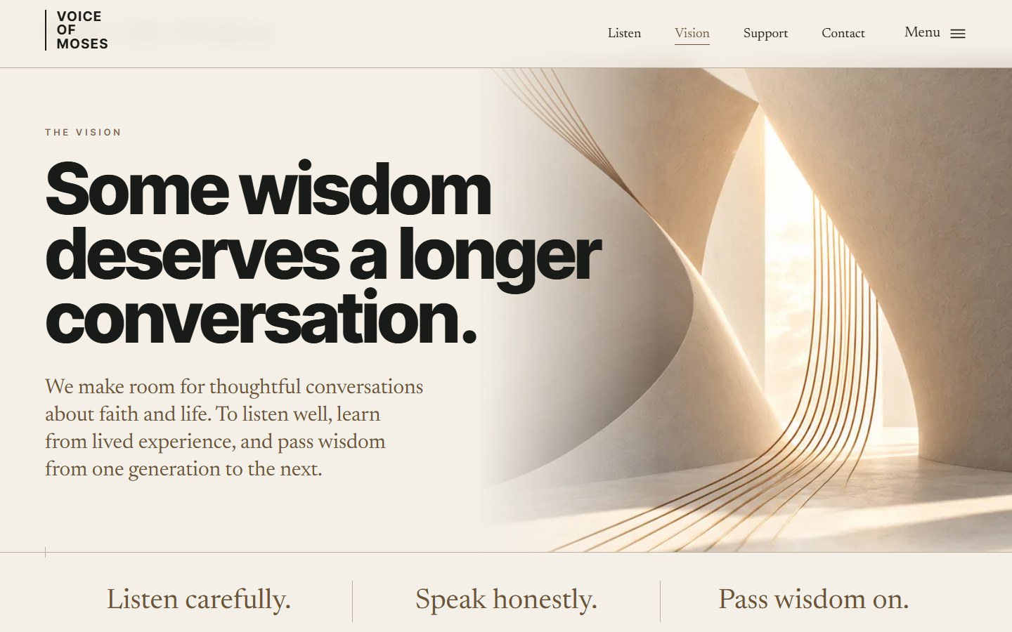 Voice of Moses — homepage: the vision (/)