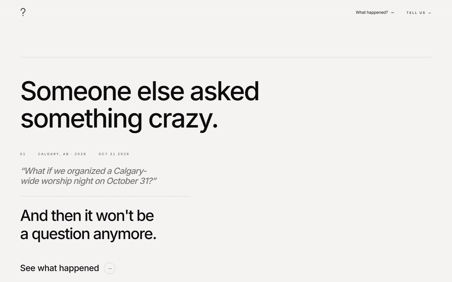 Whatif.build — homepage: the threshold (/)