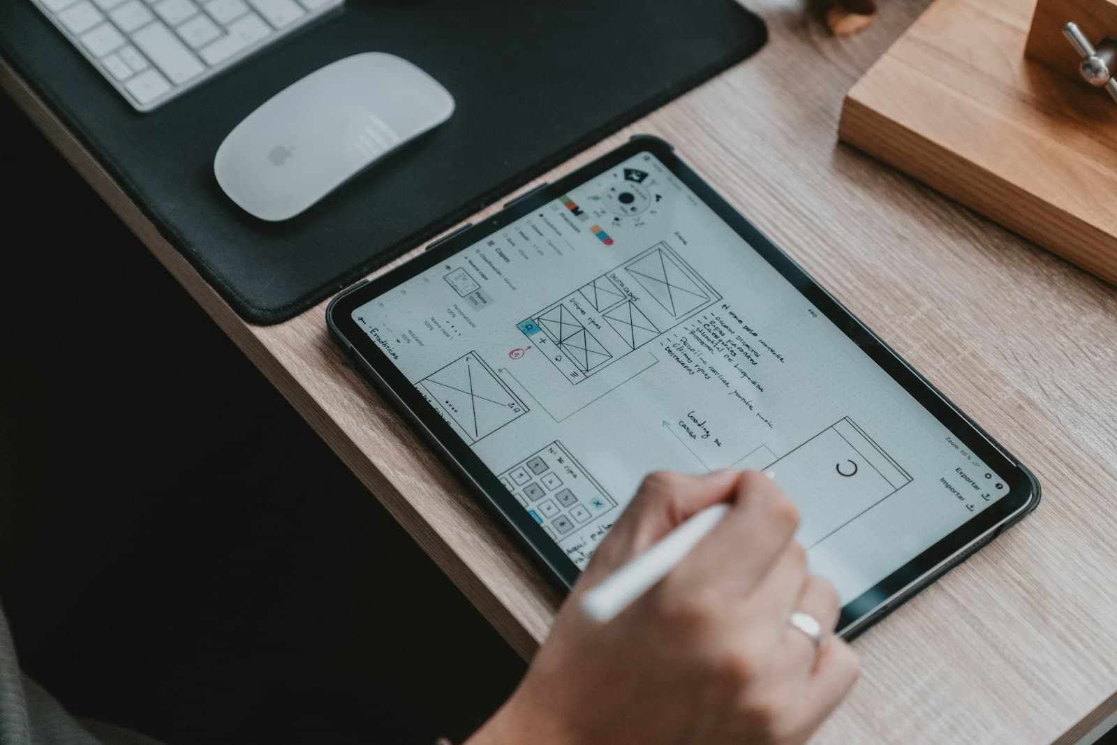 Clean white workspace with a laptop used for small business web design near Cochrane